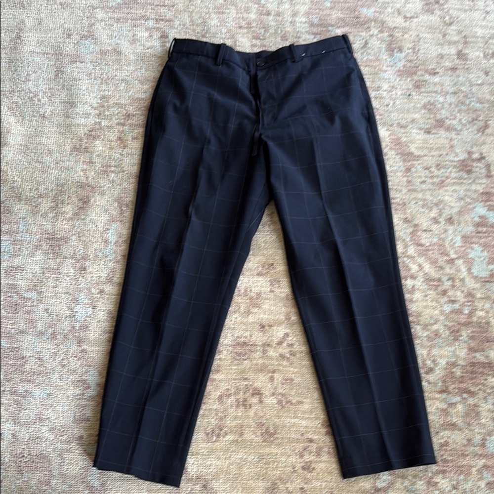 Navy Windowpane dress pants